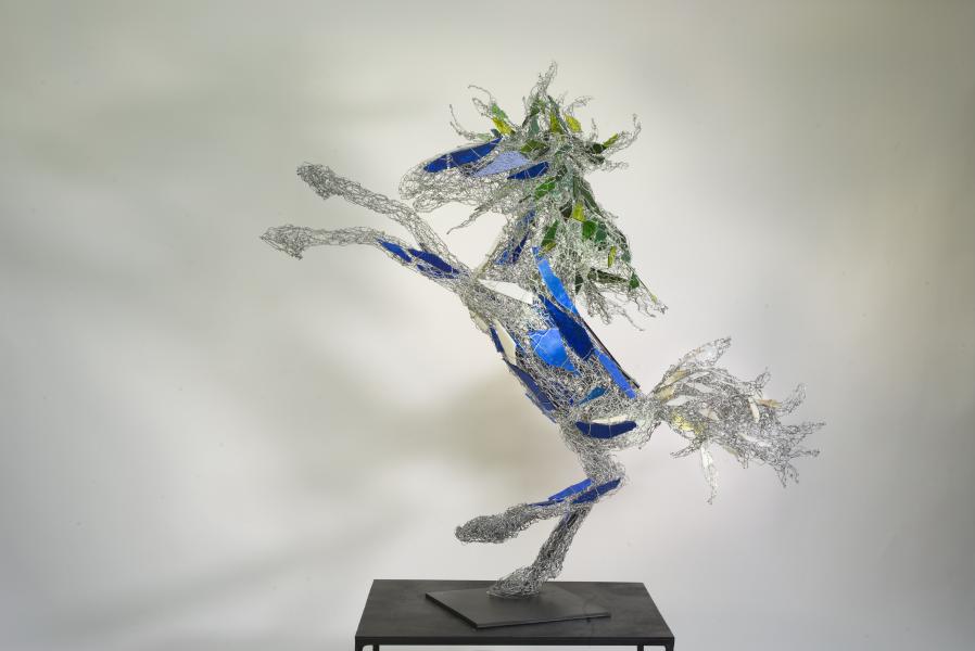 Jester, 2017.
Metal, glass.
41 x 46 x 16 in.
Private collection. : Horses : Joan Danziger
