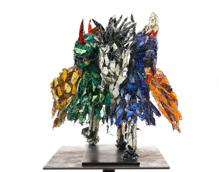 Majestic Triad, 2020.
Metal, glass, acrylic paint.
33 x 21 x 23 in. : Recent Sculpture : Joan Danziger