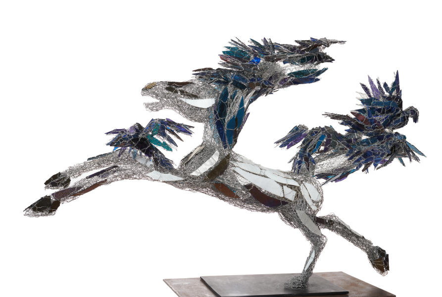 Empress Ravenhair, 2021.
Metal, glass.
39 x 62 x 18 in. : Horses : Joan Danziger