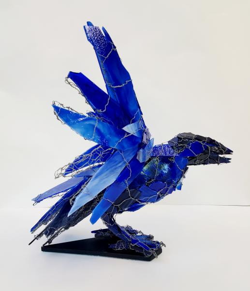 Sapphire Raven, 2021.
Metal and glass.
17 x 15 x 18 in. : Ravens : Joan Danziger